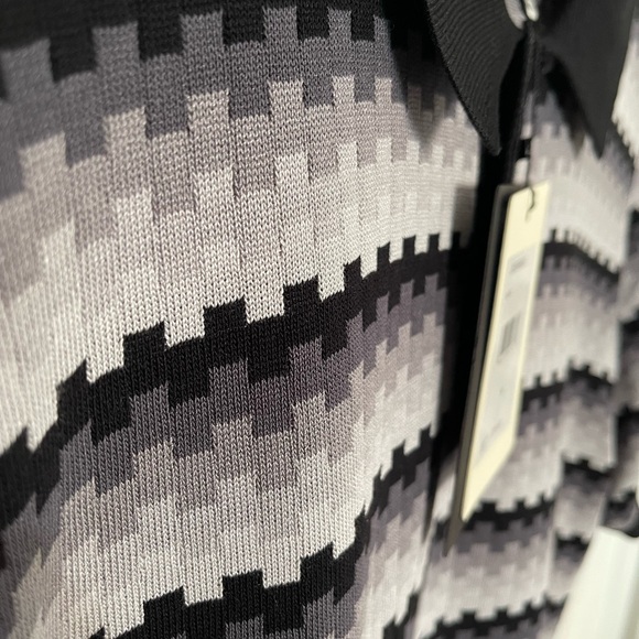 Jackson Reed mens textured knit Retro Sweater Polo shirt black white NEW NWT - Picture 6 of 9